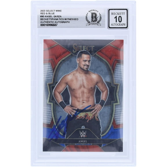 Angel Garza WWE Autographed 2023 Panini Select Red & Blue #90 Beckett Fanatics Witnessed Authenticated 10 Card - Fanatics Authentic Certified