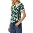 thumbnail image 4 of Unique Bargains Women's Peter Pan Collar Lace Embroidered Floral Shirt Blouse M Dark Green, 4 of 5