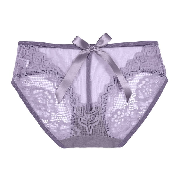 Gibobby Ropa interior de encaje sexy Tanga Sexy transparente de encaje Floral para mujer, Tanga Sexy de cintura alta, bragas caladas de cintura(Morado,Talla única)