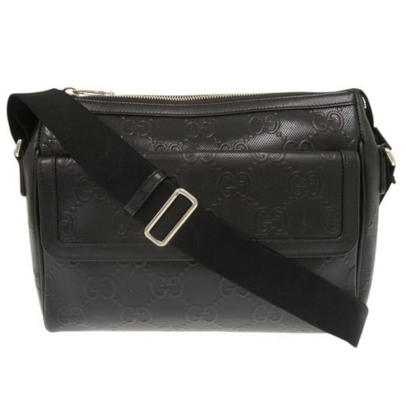 Pre-Owned Gucci GG Embossed 658565 Black Bag Shoulder 1774GUCCI Men's (Good)
