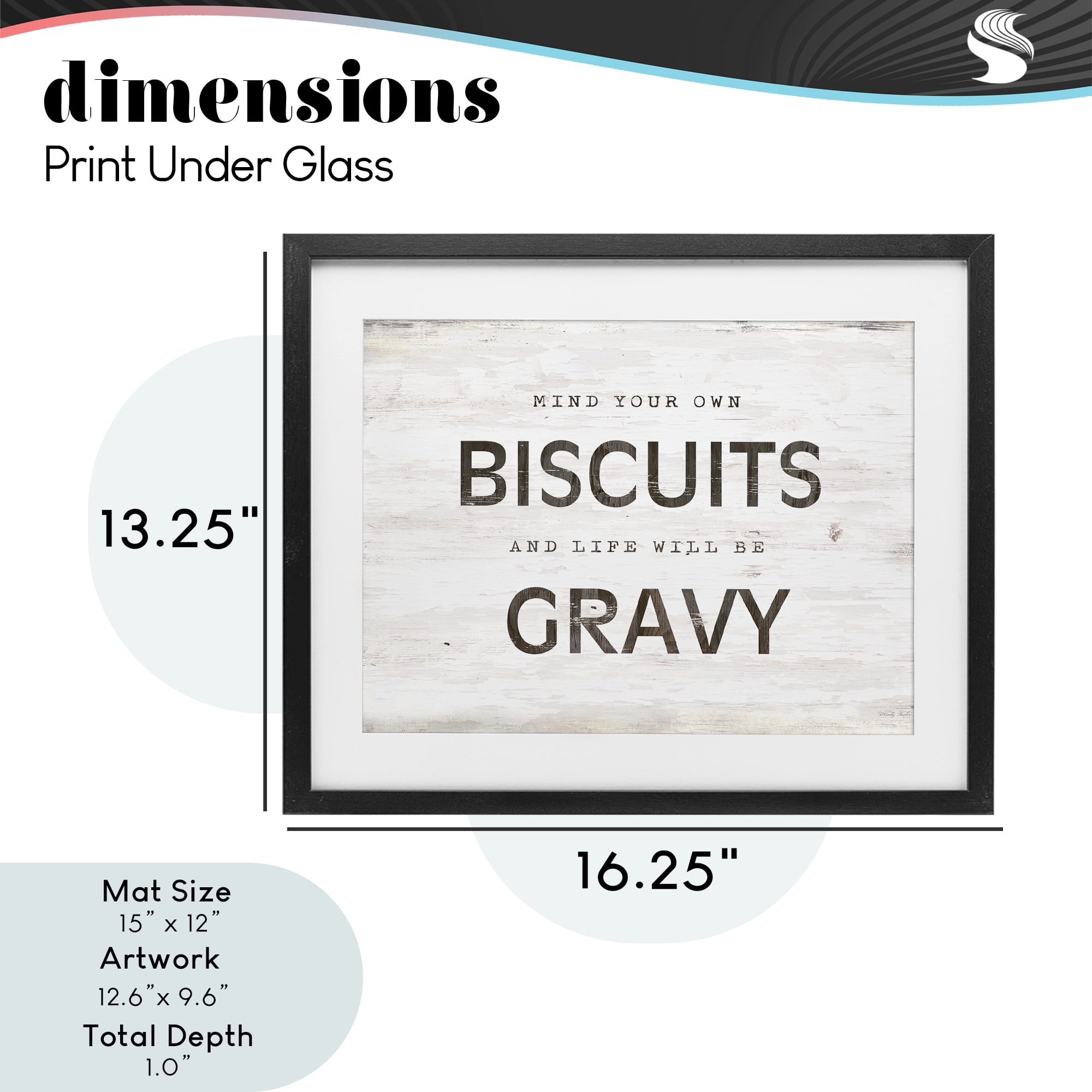 Stupell Industries Mind Your Biscuits Life Is Gravy Black Framed Print Under Glass, design by Cindy Jacobs