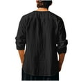 thumbnail image 5 of SHTXOZHI Fall Tee Shirts for Men Long Sleeve Lace-Up Pullover Shirts Solid Color Casual Tops, 5 of 7