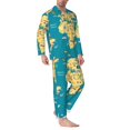 thumbnail image 2 of Balery World Map With Landmarks Pijama para Hombre de Dos Piezas con Manga Larga, Conjunto de Dormir y Descanso Suave con Bolsillos-Small, 2 of 7