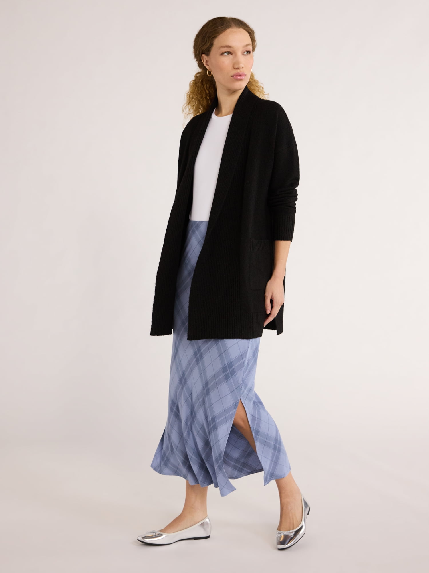 Time and Tru Women's and Women's Plus Open Front Cardigan Sweater, Sizes XS-4X