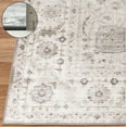 thumbnail image 5 of ReaLife Machine Washable Rug - Stain Resistant, Non-Shed - Eco-Friendly, Padded, Family & Pet Friendly - Made from Premium Recycled Fibers - Vintage Distressed Medallion - Beige Ivory- 4' Round, 5 of 6