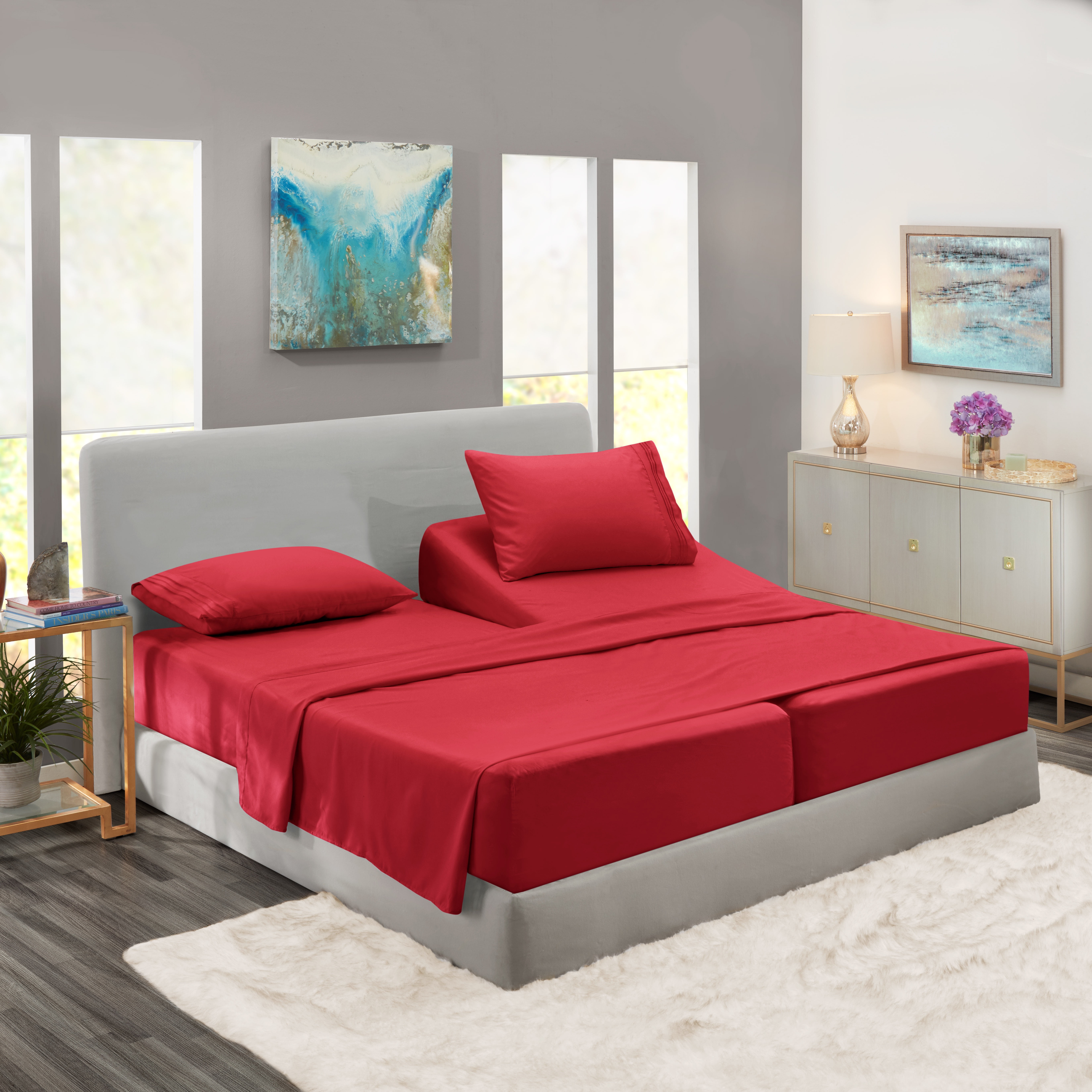 Clara Clark Split King Size Bed Sheets Set for Adjustable Beds Deep