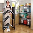 thumbnail image 1 of 4 Tier Storage Shelves Unit, Foldable Garage Shelving Metal Wire Shelf Rack, No Assembly Baker Rack Organizer Microwave Stand for Kitchen, Basement, Pantry, Laundry Room (4 tire Shelf), 1 of 6