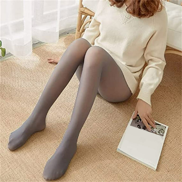 US Women Thermal Lined Fake Translucent Pantyhose Warm Winter Tights  Stockings