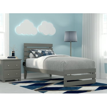 Oxford Twin Bed with Footboard in Grey with USB Turbo Charger