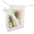 thumbnail image 2 of Egyptian Print Fabric Pouch Set of 2, Papyrus Presenting the Key of Life Traditional Empire Egyptian, Small Drawstring Bag for Toiletries Masks and Favors, 9" x 6", Cream Orange, by Ambesonne, 2 of 2