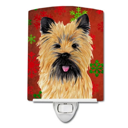 

Caroline s Treasures SC9415CNL Cairn Terrier Red and Green Snowflakes Holiday Christmas Ceramic Night Light 6x4x3