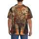 thumbnail image 3 of Balery Majestic Cosmic Lion Camisa Casual de Manga Corta con Botones para Hombre, Texturizada, Estilo Cubano, para Playa, Verano-4X-Large, 3 of 5
