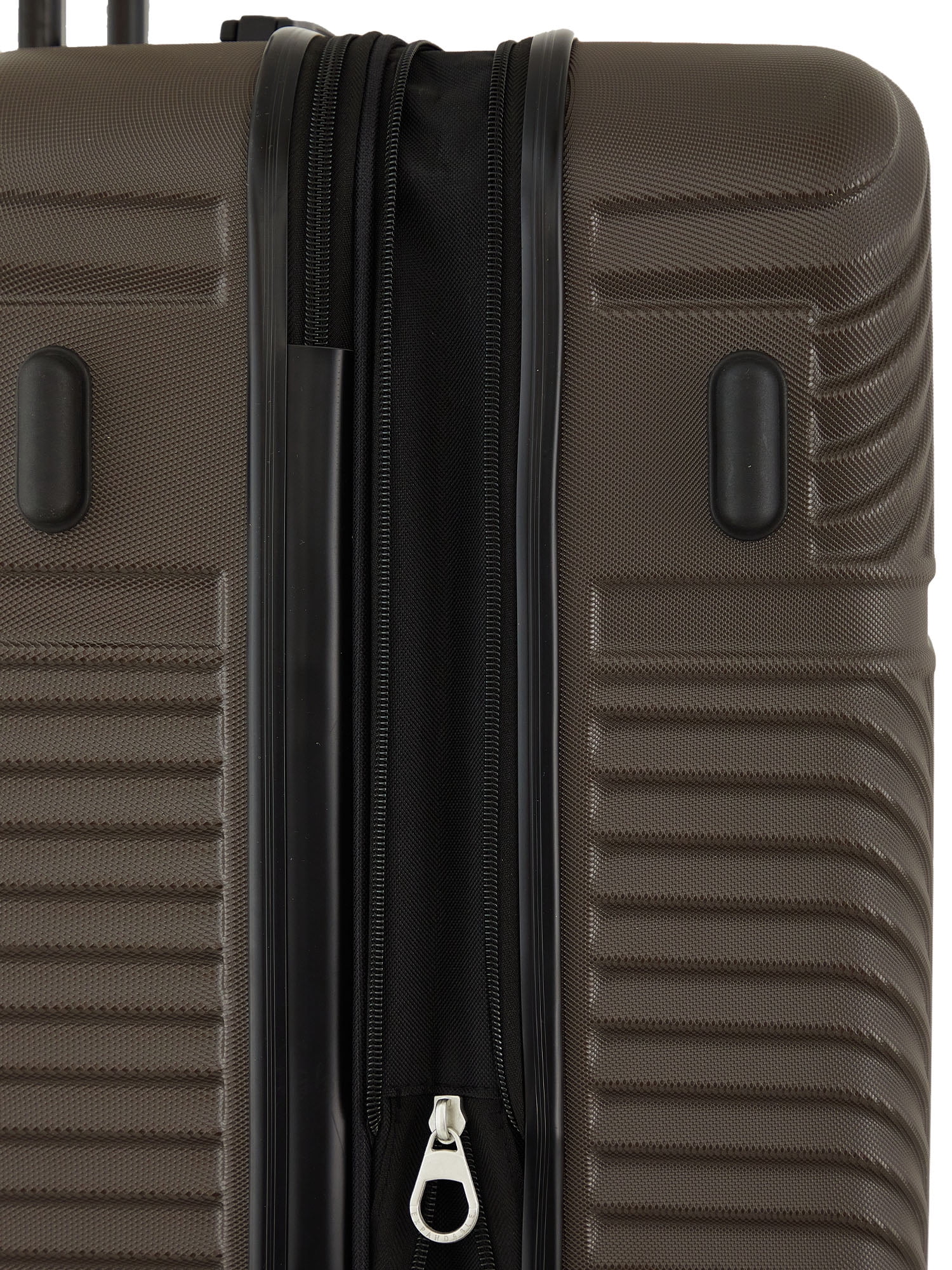 Wrangler 4 Piece Expandable Hardside Spinner Luggage Set with Packing Cubes, Brown
