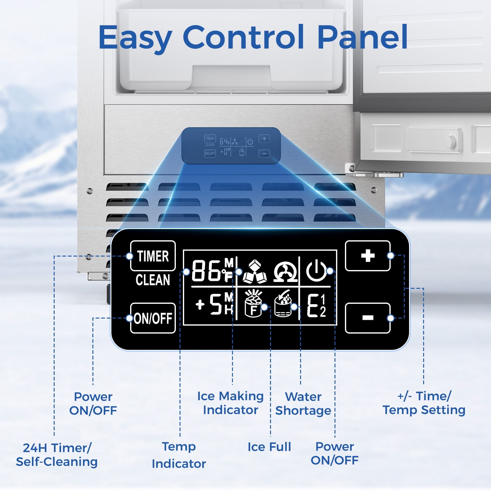 KNDKO Commercial Ice Maker Machine, Stainless Steel ice Machine, Nugget Ice, Automatic Cleaning, Appointment Timing Function, 80lbs/24h