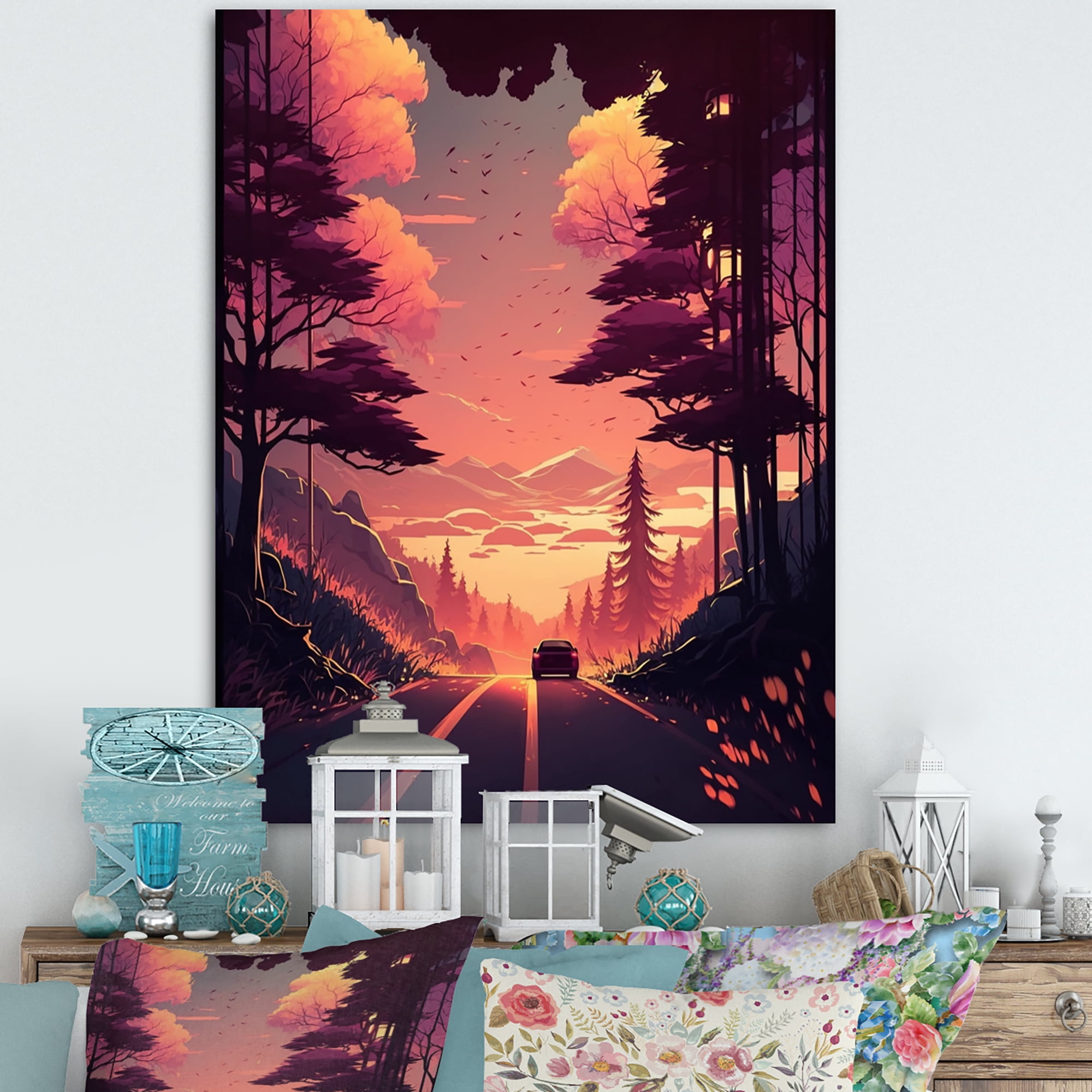 Designart Road To The Sunset IV Canvas Wall Art