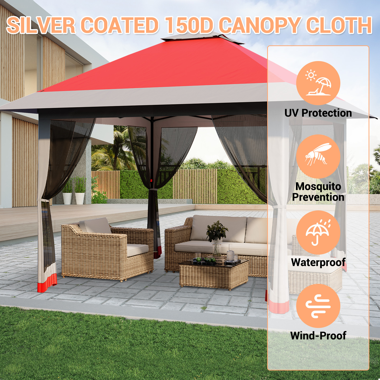GOGRANT 13 x 13 Pop-up Gazebos, Adjustable Height