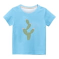 thumbnail image 4 of Cotton Summer T-shirts for Boys Girls 3-11 Years Short Sleeve Crew Neck Flower Print Unisex Graphic Basic Tees (150, Sky Blue 09), 4 of 4
