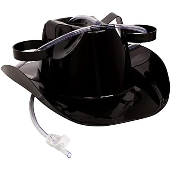 – Drinking Helmet for Adults – Drinking Hat with Straw – Soda Hat - Drinking Party Hat – Black Guzzler Helmet – Cowboy Party Accessories$$Home Decor, Kitchen, & Other
