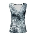 thumbnail image 4 of Wang6 Womens Plus Size Tank Tops Summer Ribbed Button up Sleeveless Shirts Causal Slim Fit Tie Dye Tunic T Shirts Tees Grey XL, 4 of 5