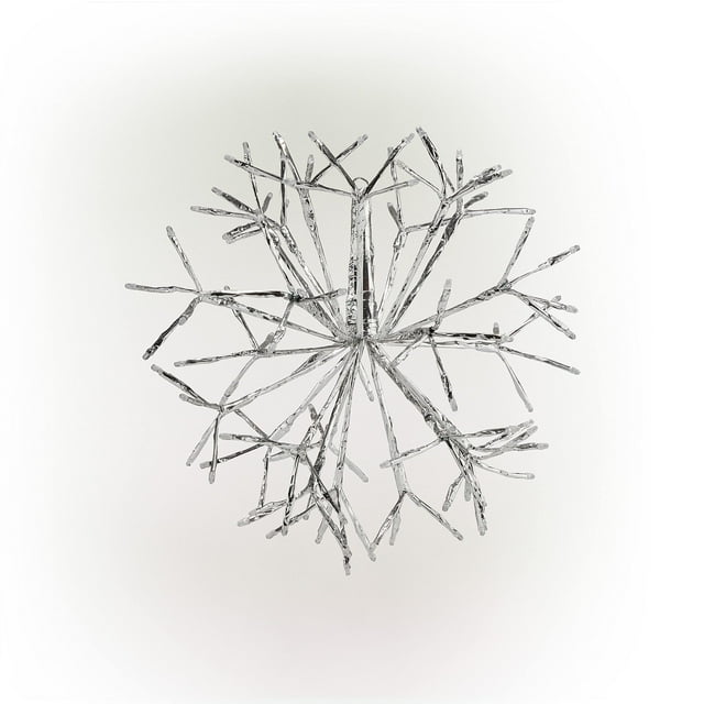 Alpine Corporation Adorno Colgante De Copo De Nieve 3D Para Interiores, 16.0 In De Alto, Con Luces Led, Decoración Navideña Blanca