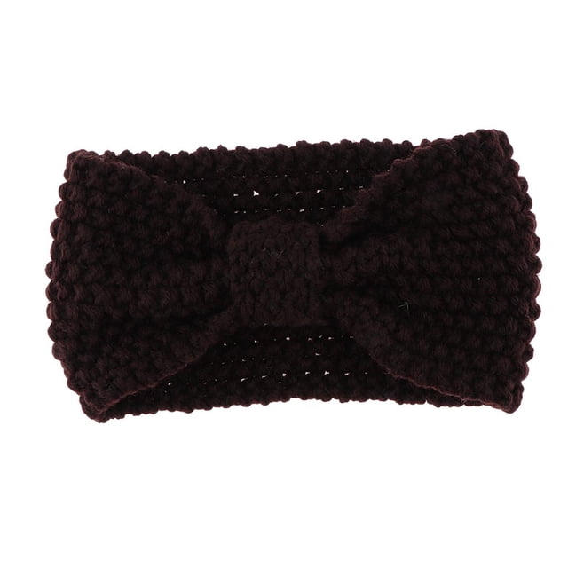 Diademas de turbante con lazo sólido de punto para mujer, diadema cálida para invierno, orejas navideñas café jinwen Diadema de turbante de punto