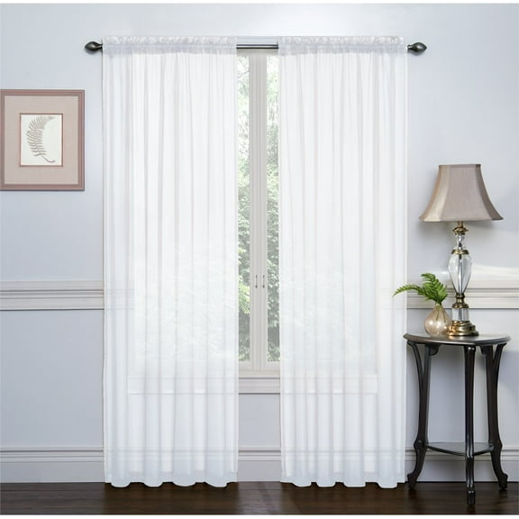 Kate Aurora Living Ultra Luxurious Sheer Voile Window Curtain Pair - White, 84 in. Long