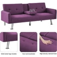 thumbnail image 6 of Fooing Sleeper Sofa Linen blend Bed Modern Couch For Home Living Room Seating Purple, 6 of 18