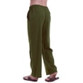 thumbnail image 3 of mashalili Men's Linen Cotton Yoga Pants Casual Loose Sweatpants Drawstring Beach Trousers Lounge Open Bottom Pants with Pockets armygreen XXL, 3 of 7