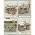thumbnail image 5 of Coffee Table Lift Top, 4 in 1 Convertible Coffee Table, Farmhouse Coffee Tables, with Hidden Compartments, with Sliding Doors, for Living Room, Apartment, White and Walnut MKF01WL, 5 of 10