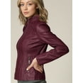 thumbnail image 5 of Made by Johnny Women's Panelled Faux Leather Moto Jacket XS WINE, 5 of 6