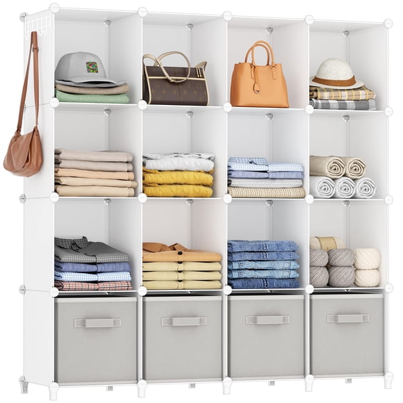 Organizador de armario HOMIDEC para almacenamiento de 16 cubos, color blanco