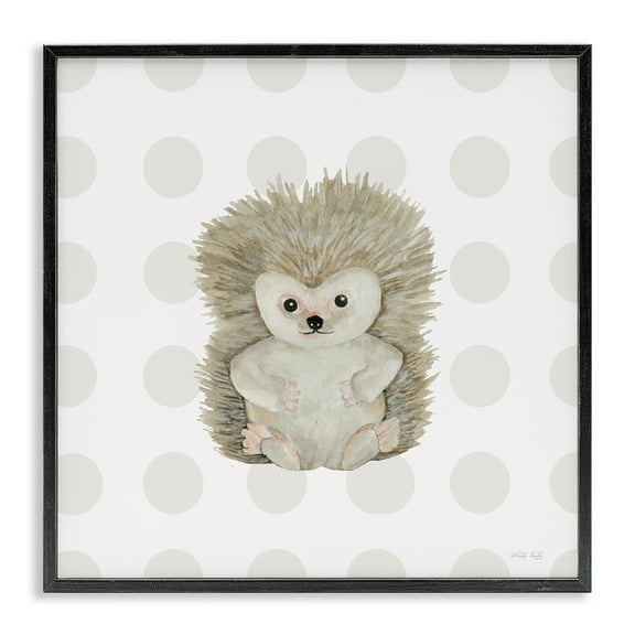 Stupell Industries Hedgehog on Dots Animals Painting Black Framed Art Print Wall Art, 12 x 12