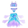 thumbnail image 5 of Glisme Bathing Suits For Girls Glitter Mesh 3 Piece Bikini Set Beachwear With Flowy Skirt Summer Beachwear For Kids Size 4-5 Years, 5 of 9