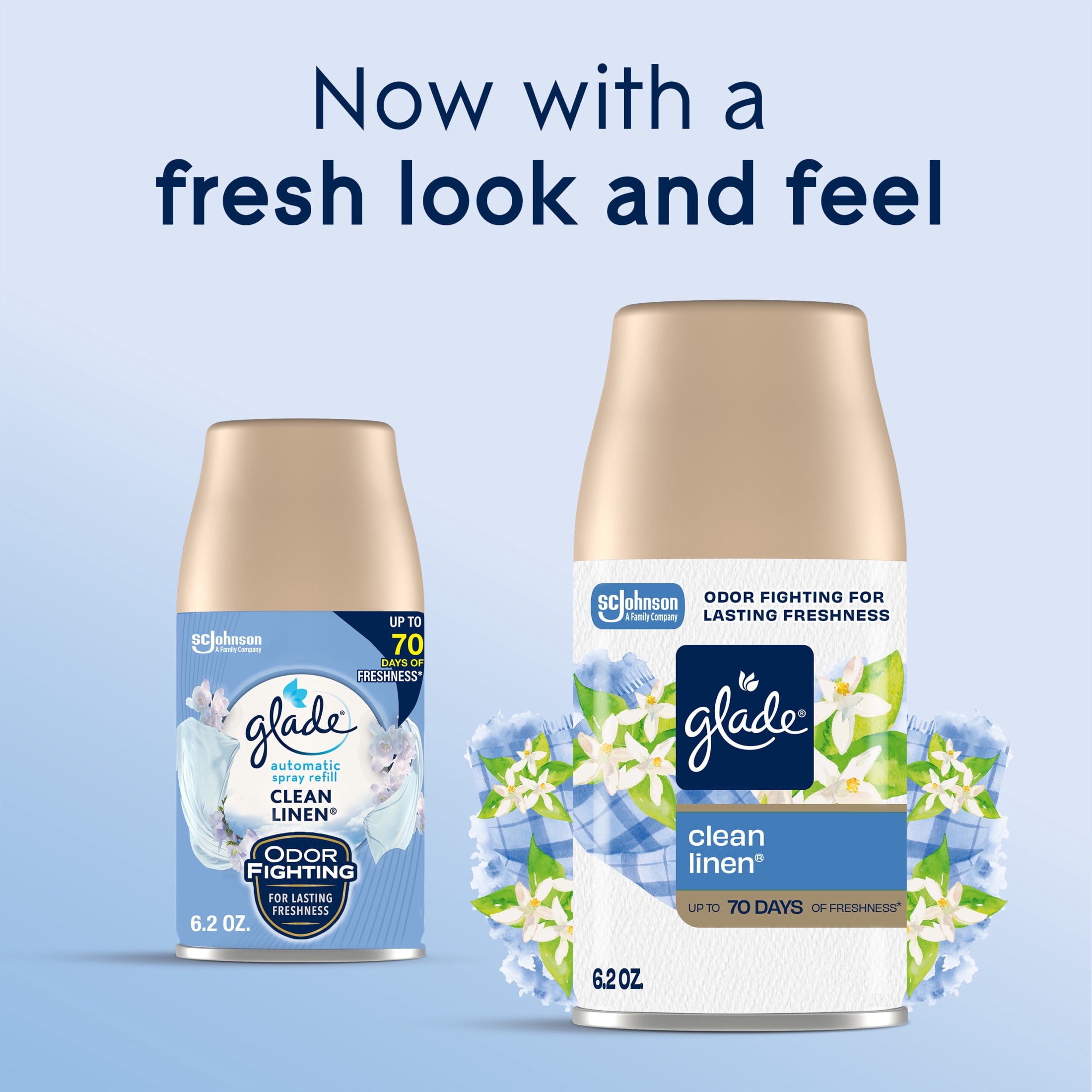 (4 pack) Glade Automatic Spray Air Freshener Starter Kit, 1 Holder and 1 Refill, Mothers Day Gifts, Clean Linen, Fragrance Infused with Essential Oils, 6.2 oz