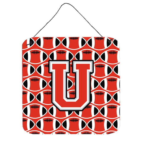 Letter U Football Scarlet and Grey Wall or Door Hanging Prints
