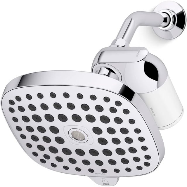 KOHLER R24670-G-CP Aquifer Filtered Showerhead with Water Filter System, Multifunction Shower Head and Filter Combo Kit for Skin and Hair, Polished Chrome