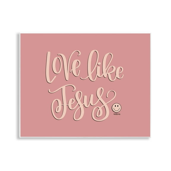 Stupell Industries Pink Love Like Jesus Religious & Spiritual Painting Unframed Art Print Wall Art, 14 x 11