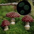 thumbnail image 3 of 3-Pack Red Glow-in-The-Dark Mushroom Figurines, Waterproof Resin Miniature Statues with Landscaping Stakes, Garden decorations Outdoor for Fairy Gardens, Patios, Yard Landscaping, 3 of 9