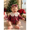 thumbnail image 5 of RUINIXCW Baby Girl Winter Outfits Long Sleeve Plaid Print Romper with Headband, 5 of 8