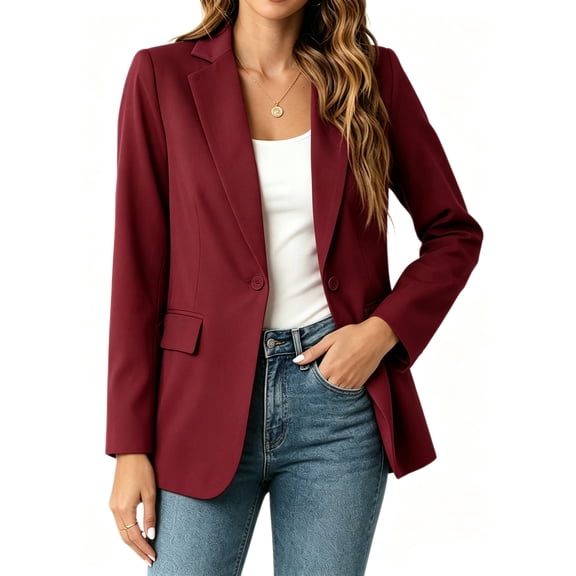 Womens Solid Color Casual Blazers Open Front Long Sleeve Work Office Jackets Blazer Coat