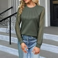 thumbnail image 6 of Jewelreauty Womens Lace Long Sleeve T-Shirts Solid Color Round Neck Tunic Shirts Casual Cozy Pullover Tops (XL, Army Green), 6 of 8