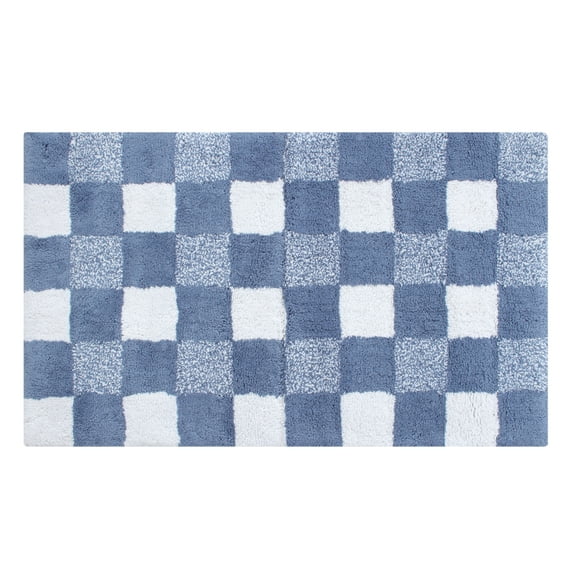 Chesapeake Cubic Bar Cotton Tufted Bath Rug 24"X40"- Ocean Blue