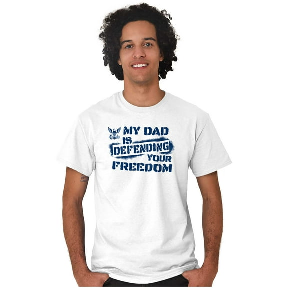 US Navy Dad Defending Freedom Father Men's Graphic T Shirt Tees Brisco Brands M