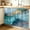 Turquoise Gray Green Yellow, variant on Marble Teal Sink Skirt 11"Wx13"L,Dustproof Under Sink Curtain with Self Adhesive Tape,Modern Ink Painting Abstract Golden Art Cabinet Curtain Cover for Bathroom Vanity,Kitchen Cabinet Storage Shelf