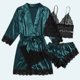 thumbnail image 4 of Conjunto de pantalones cortos y sujetador para dormir para mujer conjunto elegante de 4 piezas a juego traje para el hogar, 4 of 6