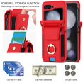 thumbnail image 4 of Decase Fashion Hybrid Case Compatible with Samsung Galaxy Z Flip 5 Wallet Cover with Ring Crossbody Wrist Strap Lanyard Credit Card Holder Slot Fits for Samsung Galaxy Z Flip 5 Women Men,Red, 4 of 9
