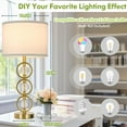 thumbnail image 4 of Set of 2 Modern Gold Table Lamps with 2 USB Charging Ports, 27“ Tall Crystal Bedside Nightstand Lamp with White Fabric Shade, Glass Desk Lamp with Rotary Switch for Living Room Bedroom Office Study, 4 of 14