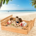thumbnail image 1 of Gymax Kids Large Wooden Sandbox Outdoor Cedar Sandpit with 2 Bench Seats, 1 of 10