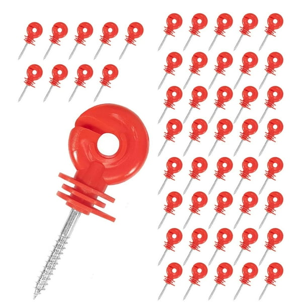 50 piezas de aislador de tornillo para cerca eléctrica, aislador de poste de madera agrícola, práctico, aisladores de cerca para poste de cerca de Rojo
