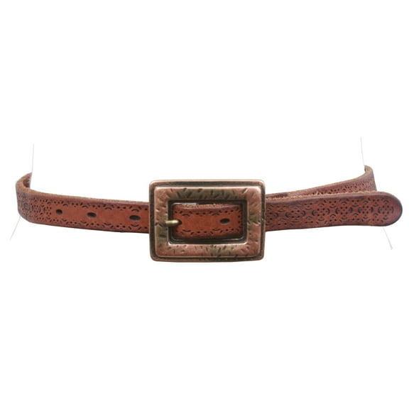 Leatherock Perforated Leather Belt With Rectangular Buckle